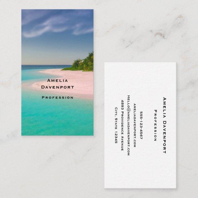 Aquamarine Ocean Tropical Beach Scenic Business Card (Front/Back)