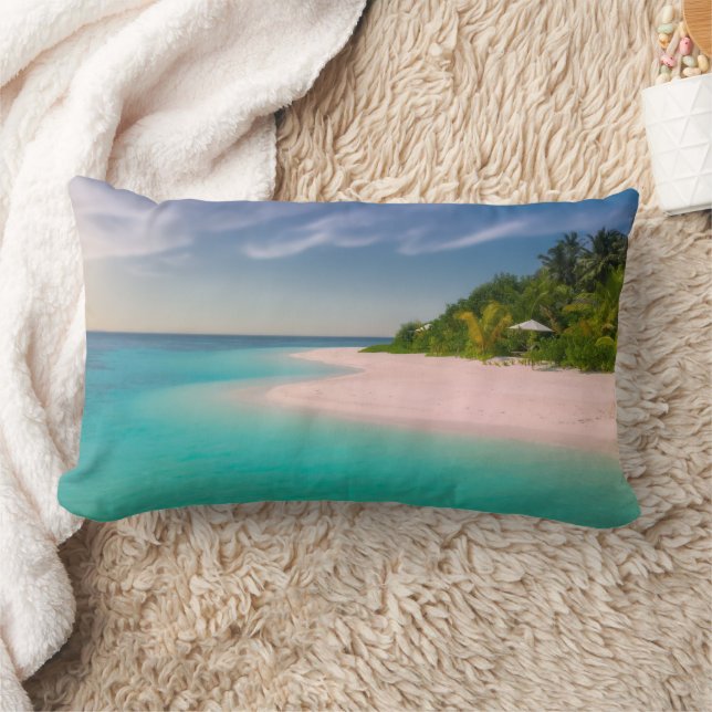Aquamarine Ocean Tropical Beach Scenic Lumbar Cushion (Blanket)