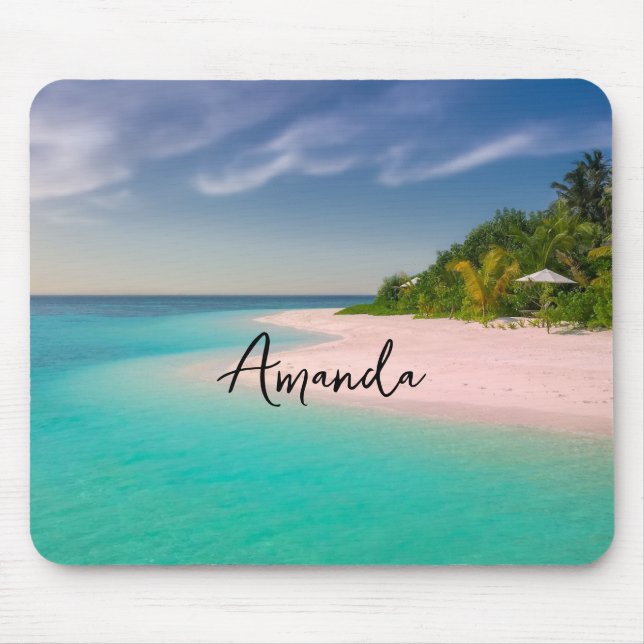 Aquamarine Ocean Tropical Beach Scenic Mouse Mat (Front)
