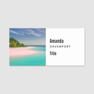 Aquamarine Ocean Tropical Beach Scenic Name Tag