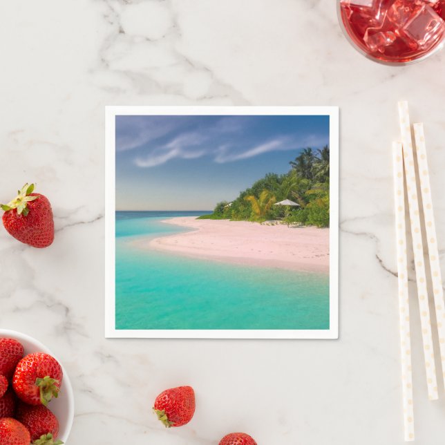 Aquamarine Ocean Tropical Beach Scenic Napkin (Insitu)