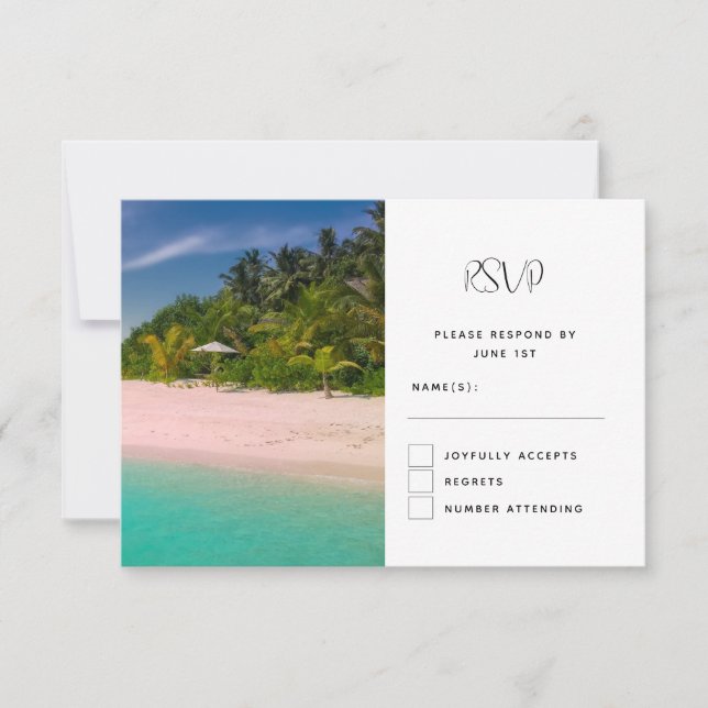 Aquamarine Ocean Tropical Beach Scenic Photo RSVP Card (Front)