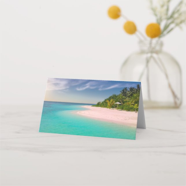  Aquamarine Ocean Tropical Beach Scenic Place Card (Front)