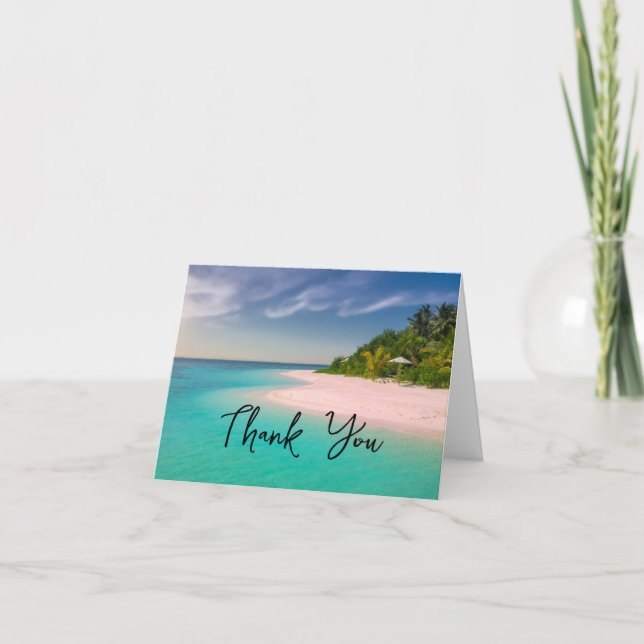 Aquamarine Ocean Tropical Beach Scenic Thank You Card (Front)