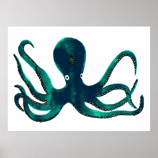 Aquamarine Octopus Poster (Front)