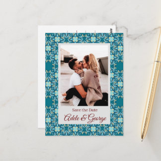 Aquamarine PHOTO Wedding Save the Date Postcard