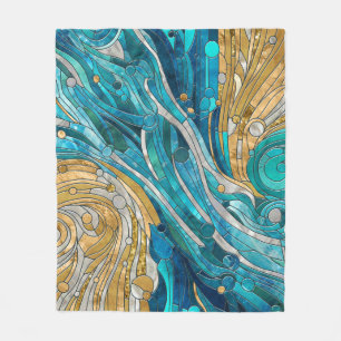 Aquamarine River Abstract Mosaic Art Fleece Blanket