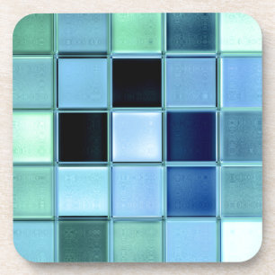Aquamarine sea glass coaster set with cork back