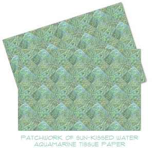Aquamarine Seafoam Aqua Water Patchwork Tissue Paper