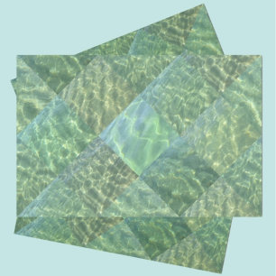 Aquamarine Seafoam Aqua Water Patchwork Tissue Paper