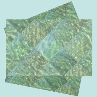 Aquamarine Seafoam Aqua Water Patchwork Tissue Paper