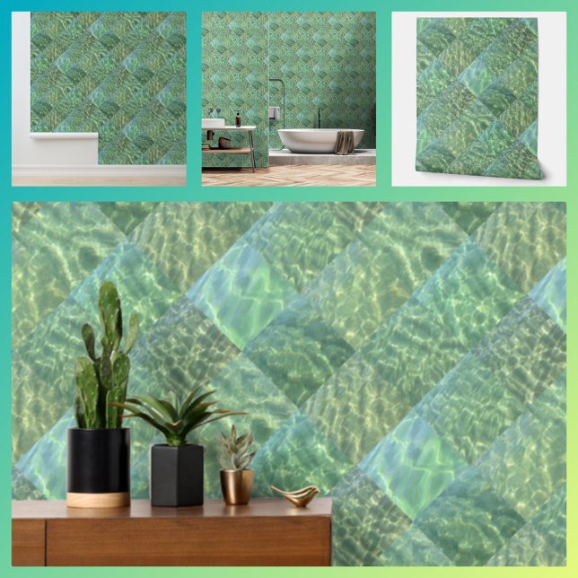 Aquamarine Seafoam Aqua Water Patchwork Wallpaper (Creator Uploaded)