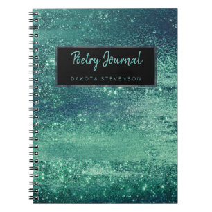 Aquamarine Shimmer Ombre Blue Green Poetry Notebook
