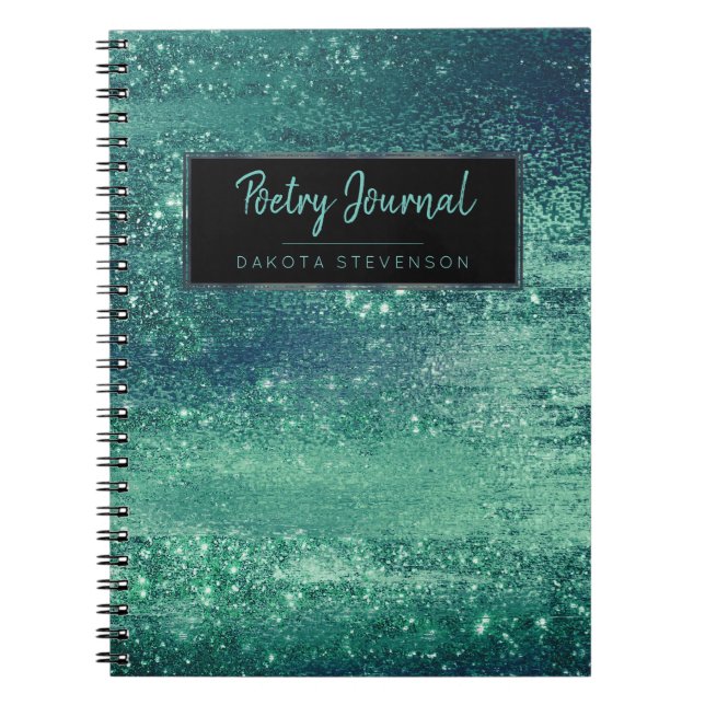 Aquamarine Shimmer | Ombre Blue Green Poetry Notebook (Front)