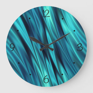 Aquamarine silky waves large clock