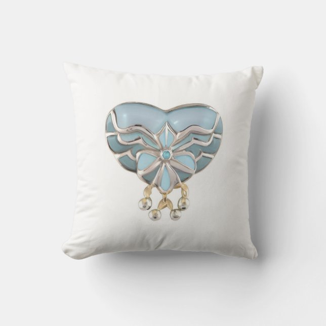 Aquamarine silver gold heart jewel  cushion (Front)