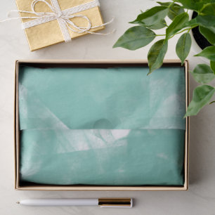 Aquamarine Smudges Over White Decoupage Tissue Paper