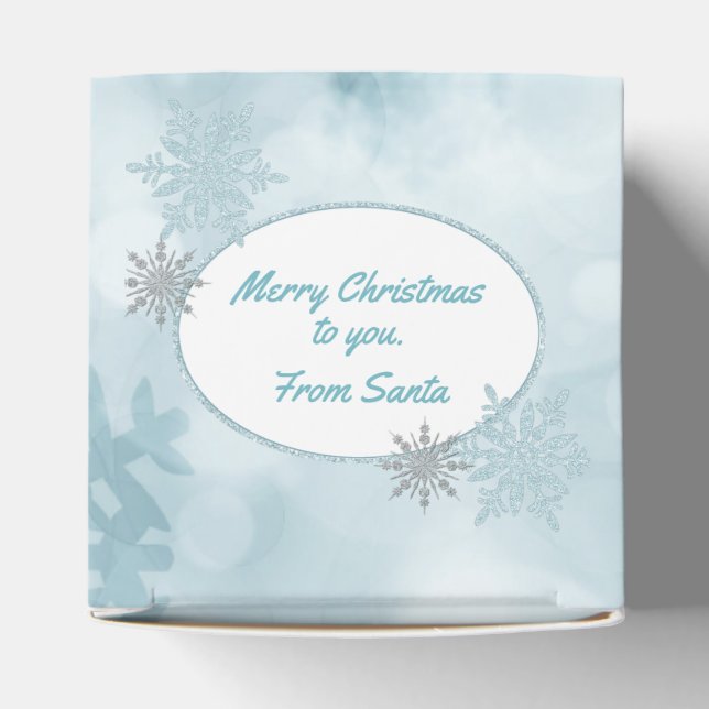 Aquamarine Snowflakes Holiday Favour Gift Box (Top)