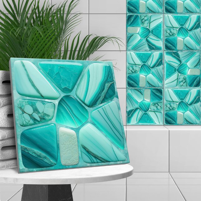 Aquamarine stone Flower Abstract Cellular Art Tile (Creator Uploaded)