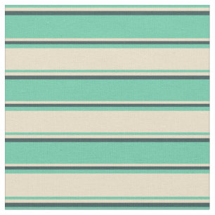 Aquamarine, Tan, and Dark Slate Grey Pattern Fabric