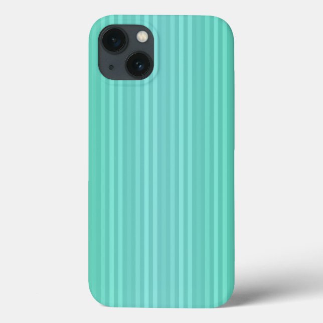 Aquamarine Teal and Green Vertical Stripes Pattern Case-Mate iPhone Case (Back)