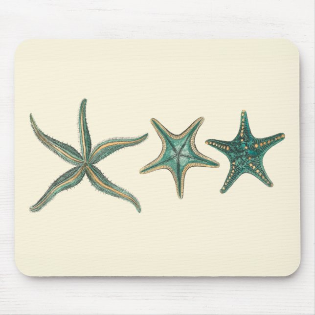 Aquamarine Triple Starfish Mouse Mat (Front)