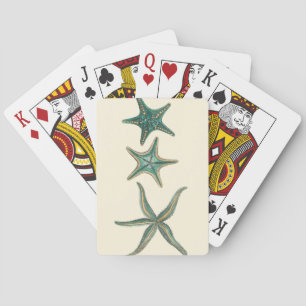 Aquamarine Triple Starfish Playing Cards