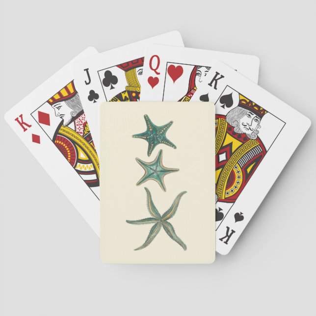Aquamarine Triple Starfish Playing Cards (Back)