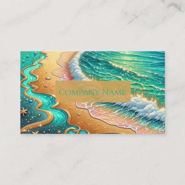 Aquamarine Tropical Beach Abstract Business Card (Front)