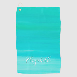 Aquamarine turquoise ocean sea water name golf towel