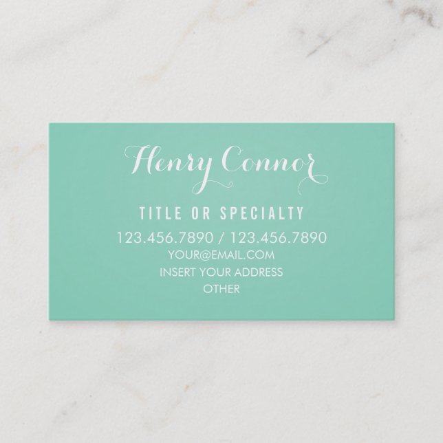 Aquamarine Vintage Elegant Business Card (Front)