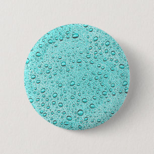 Aquamarine water droplets 6 cm round badge