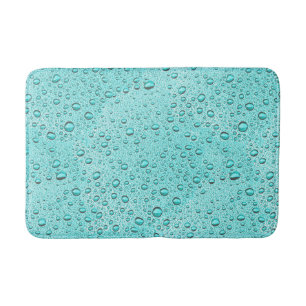 Aquamarine water droplets bath mat