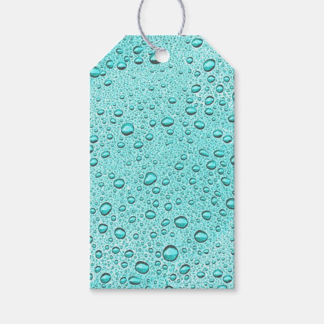 Aquamarine water droplets gift tags (Front)