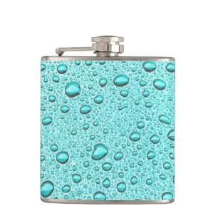 Aquamarine water droplets hip flask