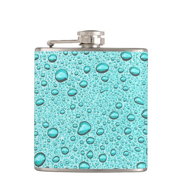 Aquamarine water droplets hip flask (Front)