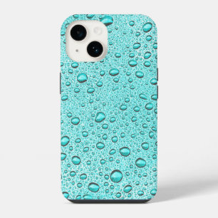 Aquamarine water droplets iPhone 14 case