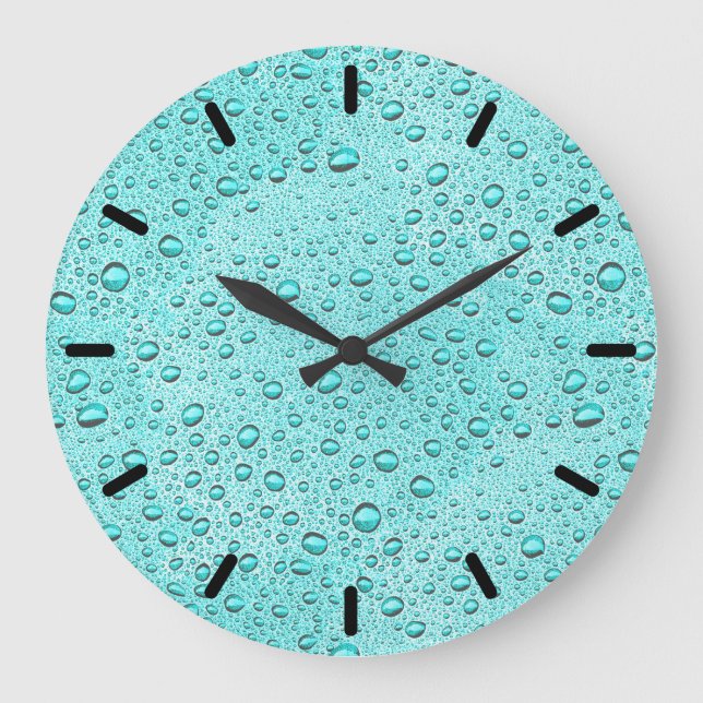 Aquamarine water droplets large clock (Front)