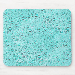Aquamarine water droplets mouse mat