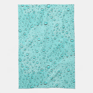 Aquamarine water droplets tea towel