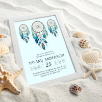 Aquamarine Watercolor Dreamcatcher Baby Shower