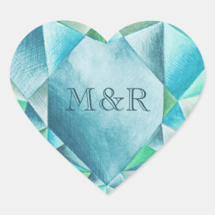   Aquamarine Watercolor Heart Cute Valentine's Day Sticker
