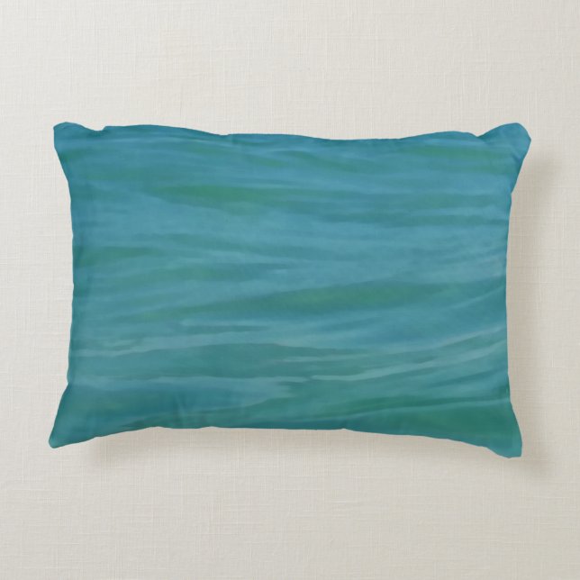 Aquamarine Waves Beach Theme Tropical Blue Green Decorative Cushion (Back)