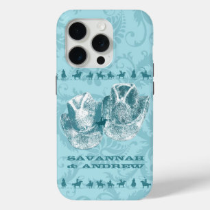 Aquamarine Western Vintage Weddings iPhone 15 Pro Case