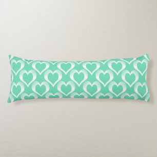 Aquamarine White Hearts Pattern Body Cushion
