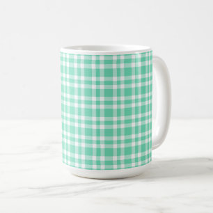 Aquamarine White Plaid Pattern Coffee Mug