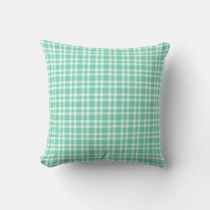 Aquamarine White Plaid Pattern Cushion