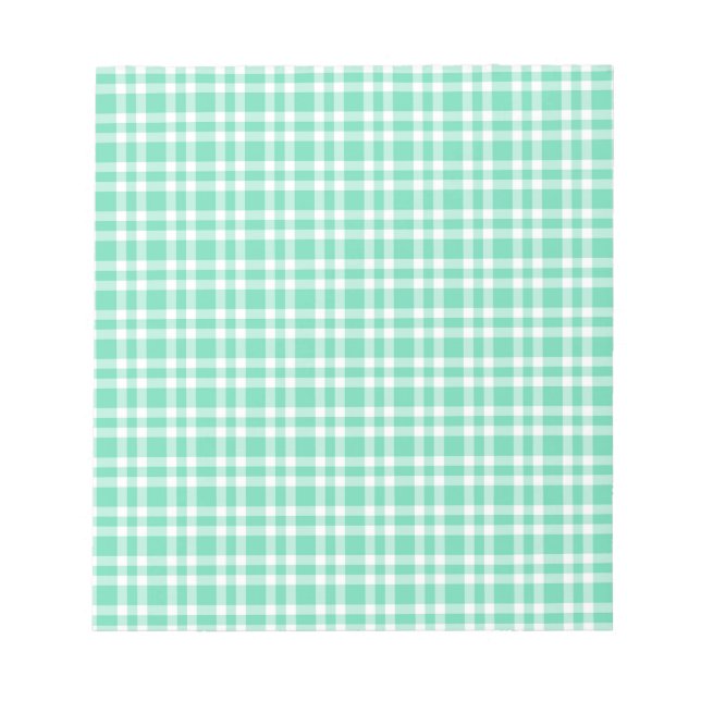 Aquamarine White Plaid Pattern Notepad (Front)