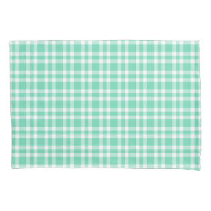 Aquamarine White Plaid Pattern Pillowcase