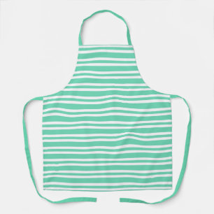 Aquamarine White Stripes Pattern Apron